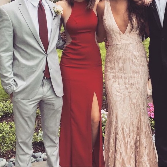 Red Prom Gown - Sheer siding - Picture 2 of 4